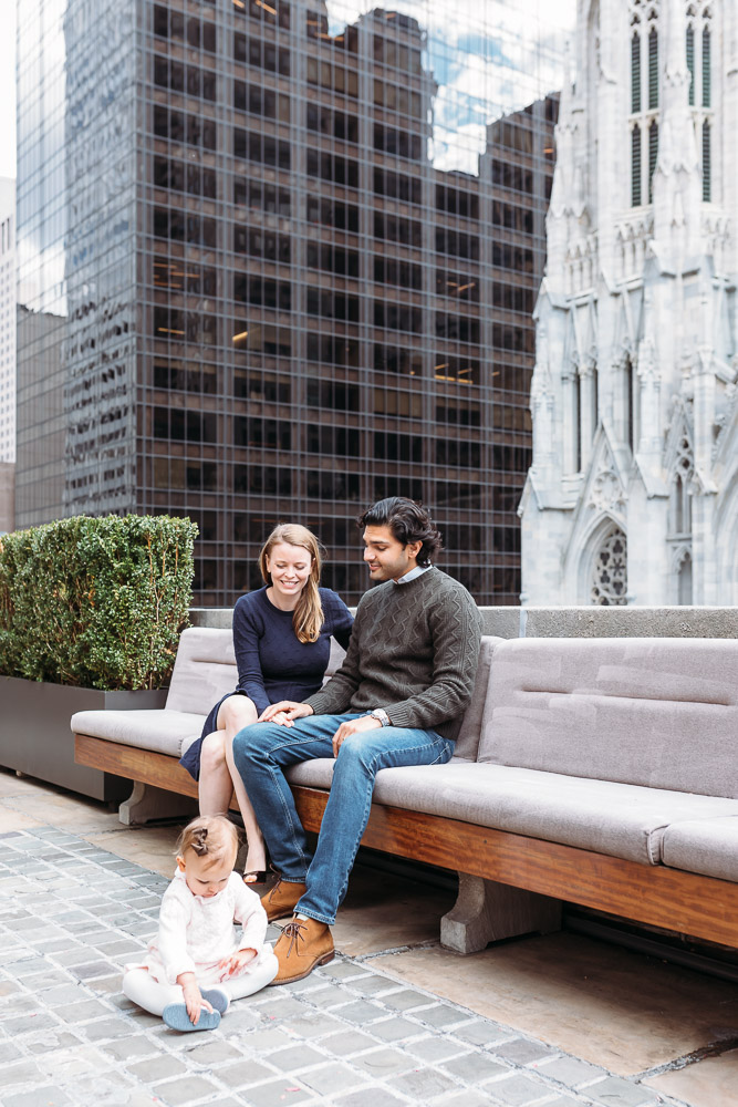 Casual family photo session at Rockefeller Center NYC